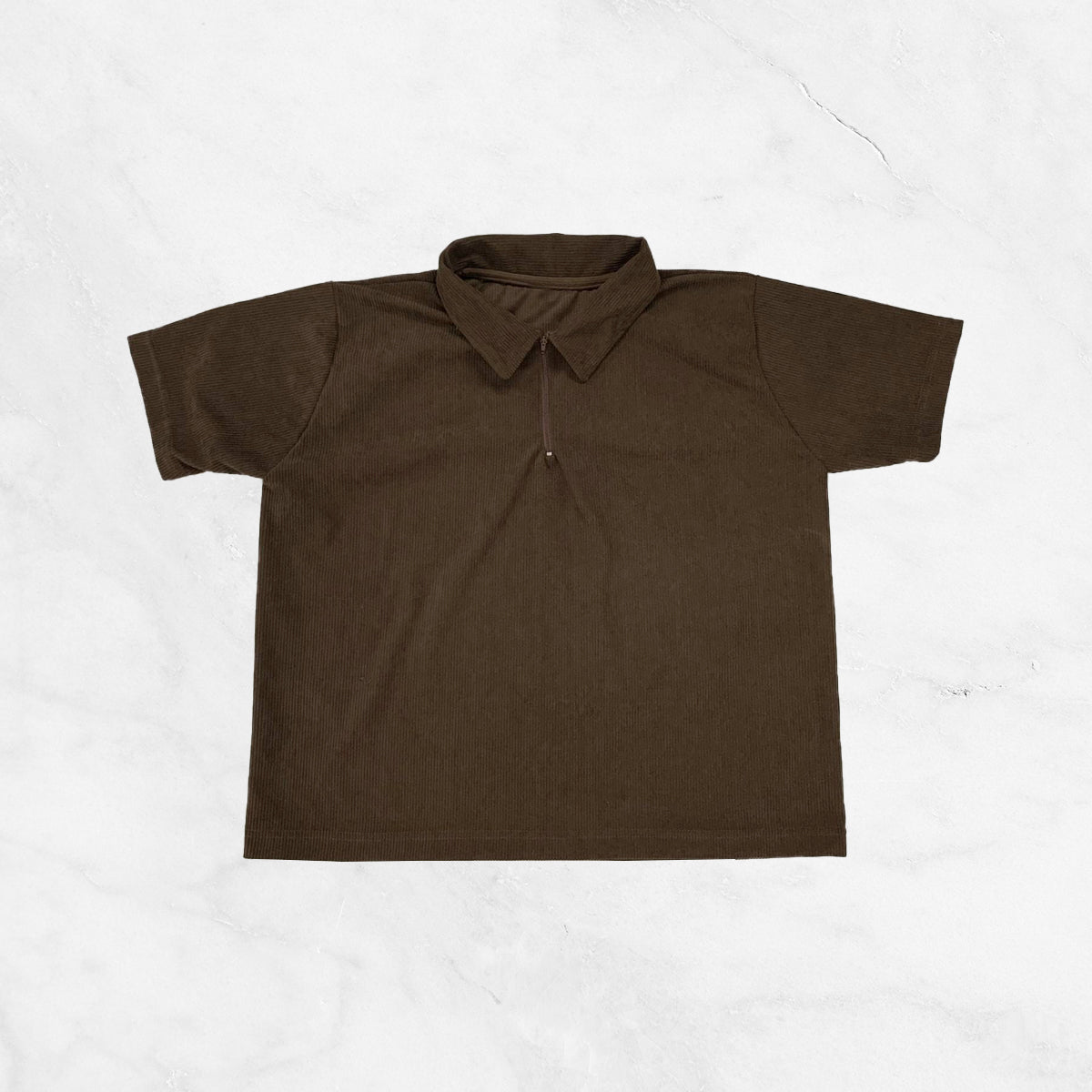 Boxy Cropped Corduroy Polo