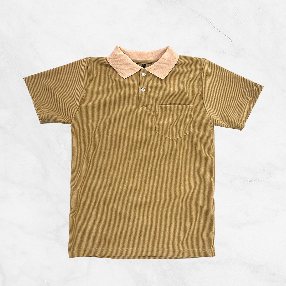 Corduroy Short Sleeve Polo Shirt w/ pocket