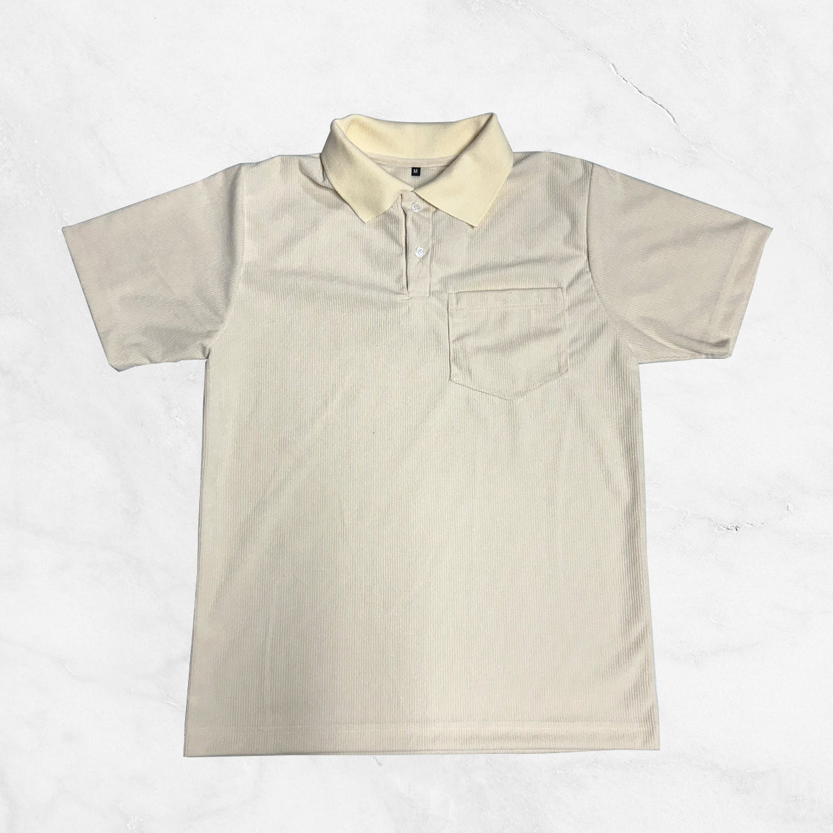 Corduroy Short Sleeve Polo Shirt w/ pocket