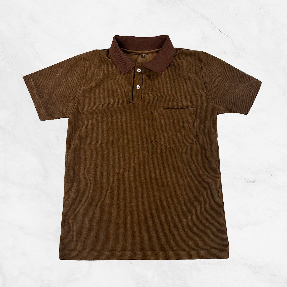 Corduroy Short Sleeve Polo Shirt w/ pocket