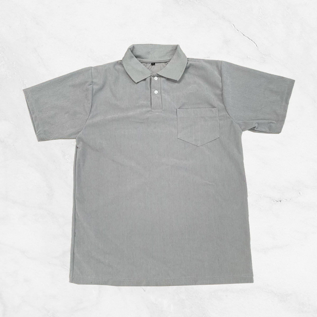 Corduroy Short Sleeve Polo Shirt w/ pocket
