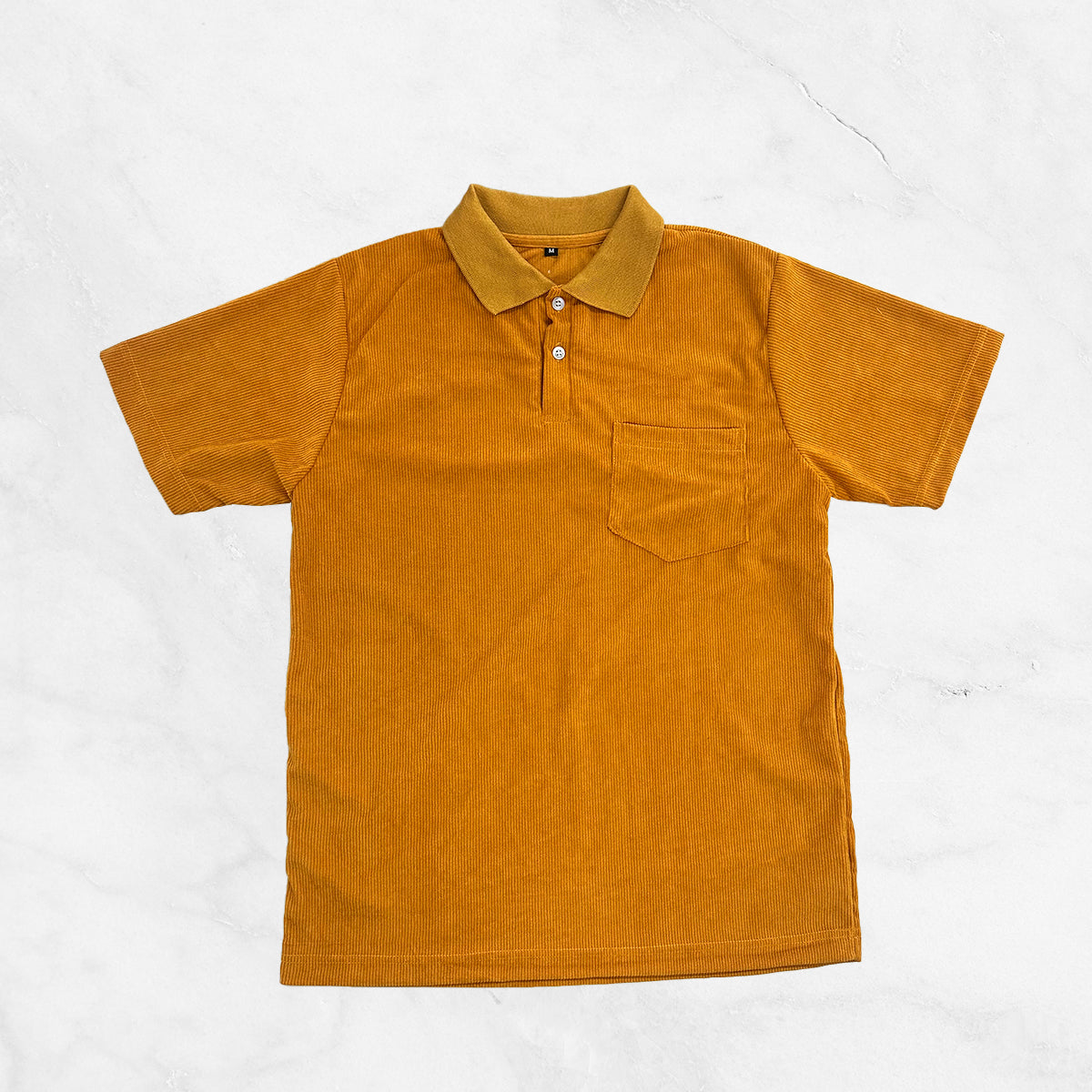 Corduroy Short Sleeve Polo Shirt w/ pocket
