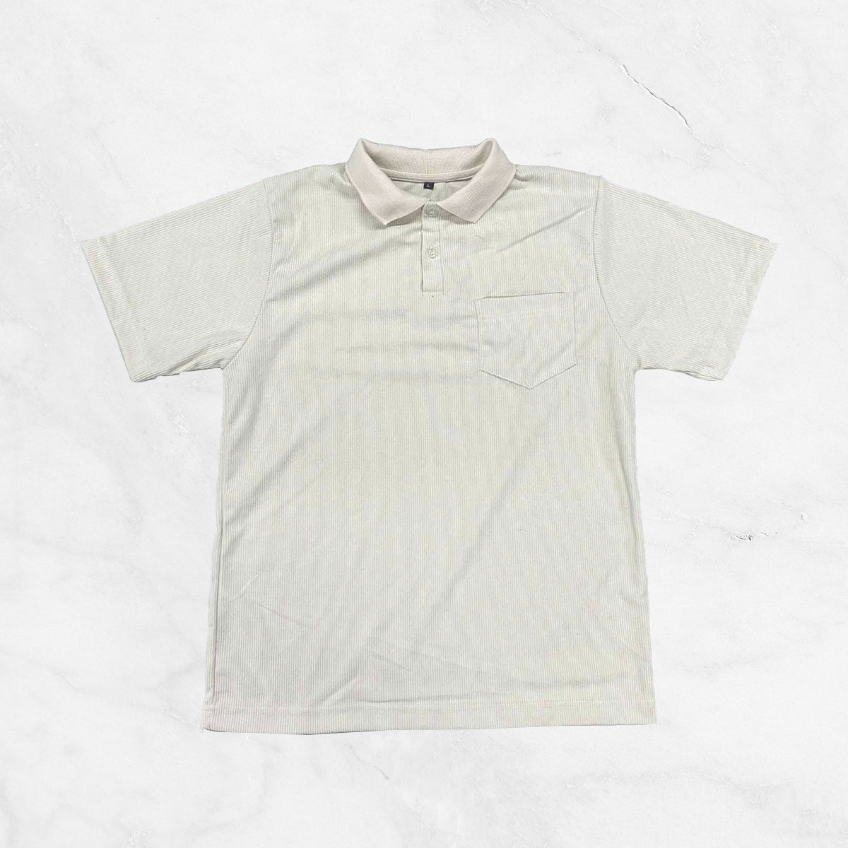 Corduroy Short Sleeve Polo Shirt w/ pocket