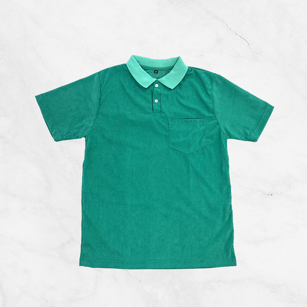 Corduroy Short Sleeve Polo Shirt w/ pocket