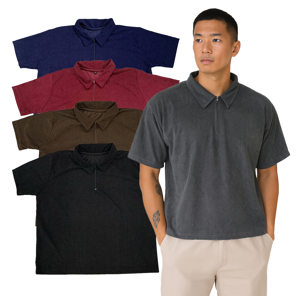 Boxy Cropped Corduroy Polo