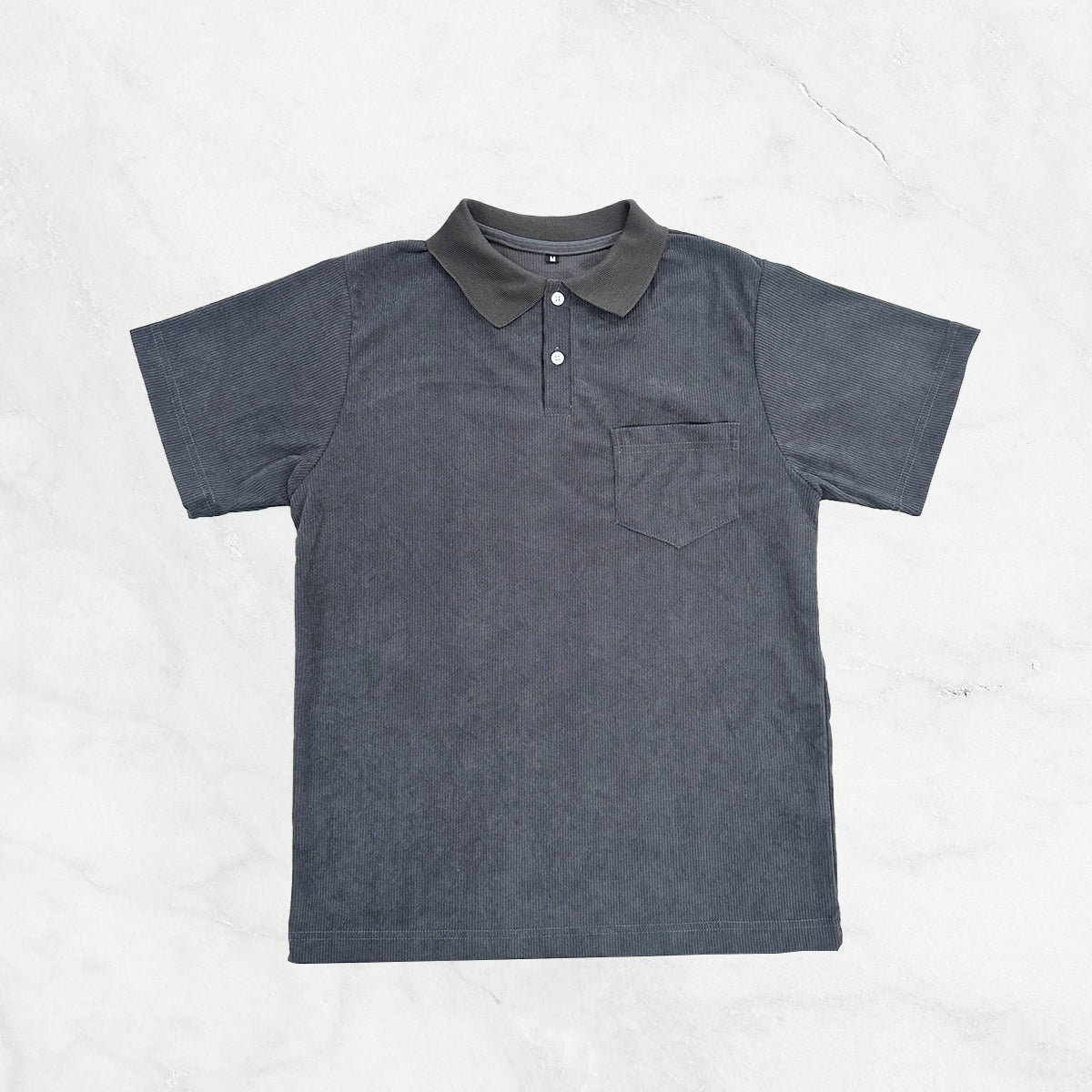 Corduroy Short Sleeve Polo Shirt w/ pocket