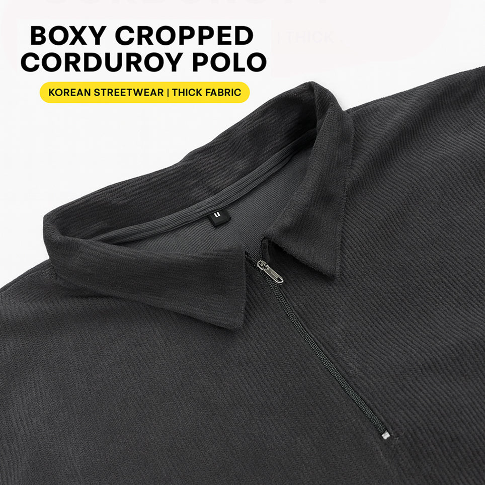 Boxy Cropped Corduroy Polo