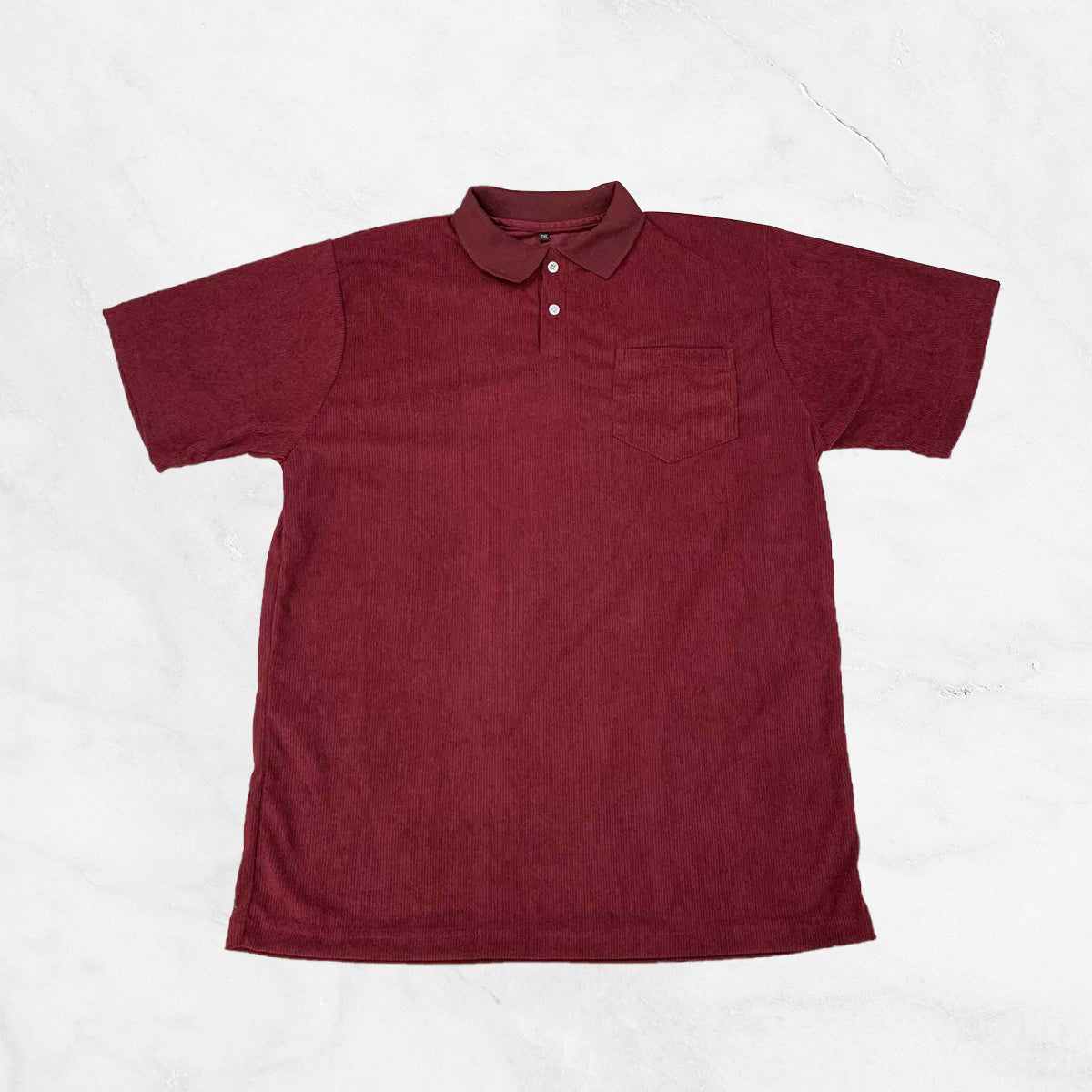 Corduroy Short Sleeve Polo Shirt w/ pocket