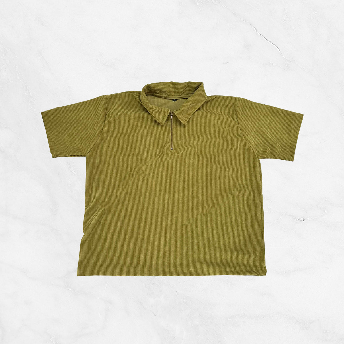Boxy Cropped Corduroy Polo