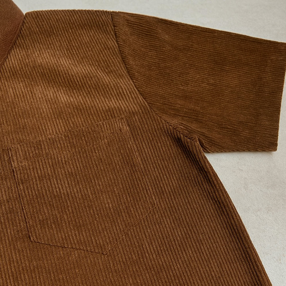 Corduroy Short Sleeve Polo Shirt w/ pocket