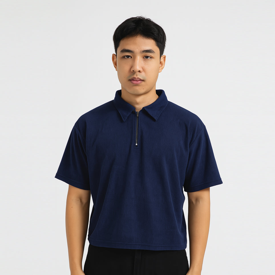 Boxy Cropped Corduroy Polo